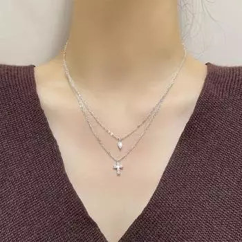 Женское ожерелье с подвеской в виде двух слоев со стразами, женское блестящее геометрическое ожерелье, ювелирные изделия, подарки