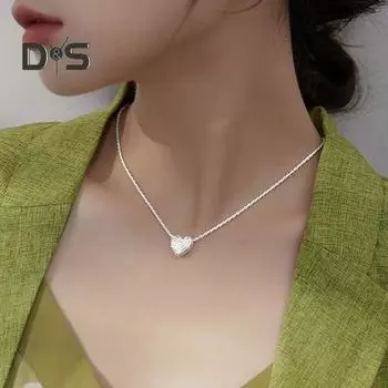 Женское ожерелье с подвеской в виде сердца, тонкая цепочка, геометрическое колье-колье, яркое цветное ожерелье, ювелирное изделие, подарок серебряный