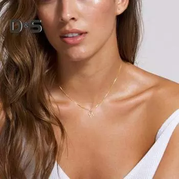 Женское ожерелье с подвеской в виде буквы, регулируемое, с увеличенной длиной, из сплава, женское ожерелье в виде ключицы, вечерние, повседневные, выпускные, украшения для шеи E