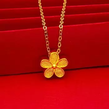 Женское ожерелье с подвеской в виде цветка Женское ожерелье с подвеской в виде цветка Цветочная подвеска 40CM золотой