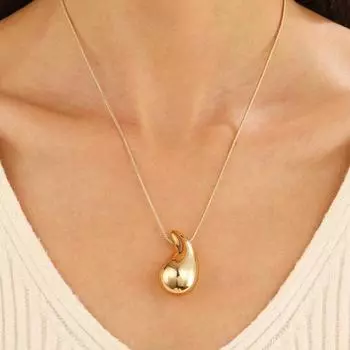 Женское ожерелье с подвеской в виде капли воды в стиле панк с глянцевым подвесом, ожерелье с цепочкой, ювелирные изделия золотистый