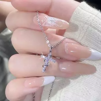 Женское ожерелье с подвеской в виде креста и змеи из кубического циркония, полая цепочка, регулируемая длина, гальваническое покрытие, полировка