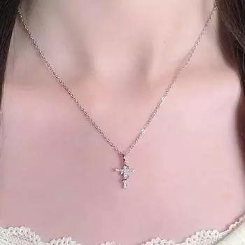 Женское ожерелье с подвеской в виде креста и змеи из кубического циркония, полая цепочка, регулируемая длина, гальваническое покрытие