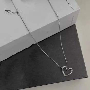 Женское ожерелье с подвеской в виде полого сердца, регулируемая длина, мягкий стиль, однотонное гальваническое украшение на шею для повседневных вечеринок, выпускного вечера серебряный