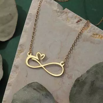 Женское ожерелье с подвеской в виде восьмерки в форме сердца, регулируемая длина, полое нелиняющее ожерелье серебряный