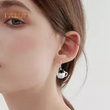 Женское ожерелье с серьгами-крючками в форме черного кота, регулируемое ожерелье на день рождения, годовщину, ювелирные изделия из сплава для повседневного ношения и вечеринок B