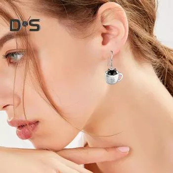 Женское ожерелье с серьгами-крючками в форме черного кота, регулируемое ожерелье на день рождения, годовщину, ювелирные изделия из сплава для повседневного ношения и вечеринок B