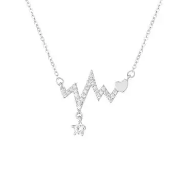 Женское ожерелье с сердцебиением Простое студенческое Мори Тату ЭКГ Кулон Ключичная цепочка На шею