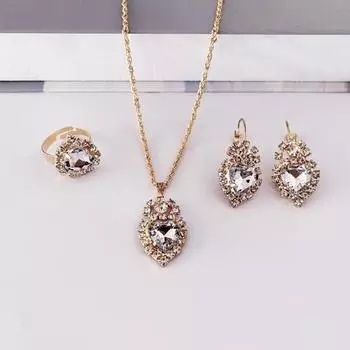 Женское ожерелье, серьги, комплект, элегантный кулон в виде капли воды со стразами, роскошная свадебная подвеска чёрный