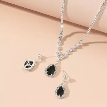 Женское ожерелье, серьги, комплект контрастных цветов, очаровательный блеск, роскошные декоративные высококачественные блестящие стразы, инкрустированные