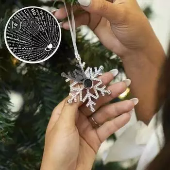 Женское ожерелье со снежинками, украшение в виде рождественской елки, подвеска в виде 100-язычной проекции «Я люблю тебя», сплав, подарок на день святого Валентина розового золота