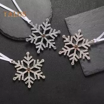 Женское ожерелье со снежинками, украшение в виде рождественской елки, подвеска в виде 100-язычной проекции «Я люблю тебя», сплав, подарок на день святого Валентина платиновый