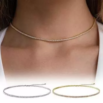 Женское ожерелье со стразами, без подвески, регулируемое, с увеличенной длиной, женское ожерелье на ключицу, ювелирные изделия для выпускного вечера серебряный