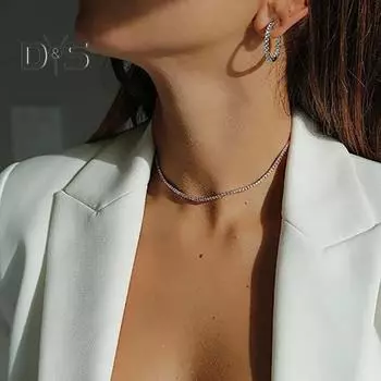 Женское ожерелье со стразами, без подвески, регулируемое, с увеличенной длиной, женское ожерелье на ключицу, ювелирные изделия для выпускного вечера серебряный