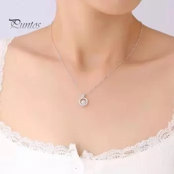 Женское ожерелье со стразами, круглое ожерелье с подвеской, сверкающее ювелирное украшение, подарок на годовщину для жены, девушки, матери серебряный