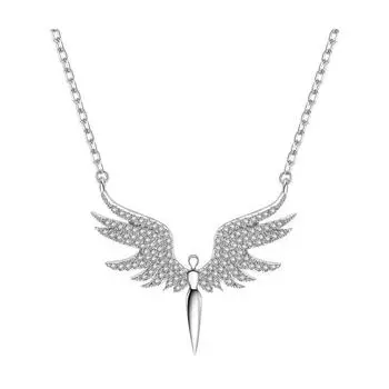 Женское ожерелье со стразами, кулон в форме крыла ангела, чокер, регулируемая удлиненная цепочка, аксессуары для одежды серебряный
