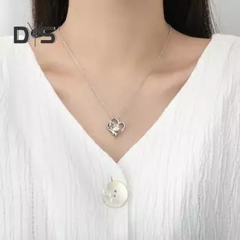 Женское ожерелье со стразами, кулон в форме сердца, украшение на шею, регулируемое ювелирное изделие для выпускного вечера, вечеринки, свиданий, ожерелье на ключицу белый