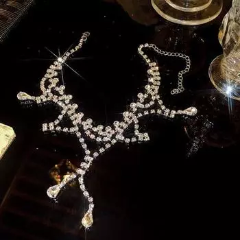 Женское ожерелье со стразами, подарочное трогательное модное ожерелье в стиле хип-хоп с геометрической кисточкой, ожерелье, ювелирные аксессуары чёрный