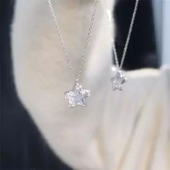 Женское ожерелье со стразами, прозрачная подвеска в виде звезды, регулируемая, с увеличенной длиной, женское ожерелье на ключицу