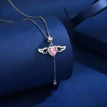 Женское ожерелье, темперамент, подарок на день святого Валентина девушке, нежный и шикарный, блестящий, со стразами, с сердечками и крыльями, женские ювелирные аксессуары