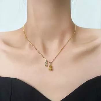 Женское ожерелье «Тыква на удачу»: Позолоченный титан 18 карат, летнее украшение на ключицу, приносящее удачу, уникальный дизайн, не выцветающий.