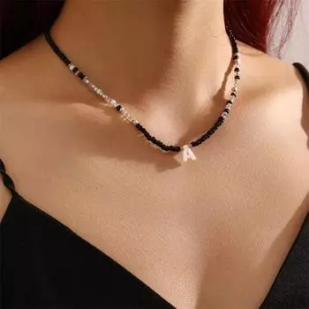 Женское ожерелье в богемном стиле, подвеска в виде сердца из искусственного жемчуга, регулируемая длина, легкие украшения на шею, женское ожерелье с подвеской для выпускного вечера белый