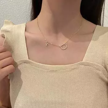 Женское ожерелье в форме медведя H, ювелирные изделия с буквами, мультяшное ожерелье из искусственного жемчуга, аксессуары