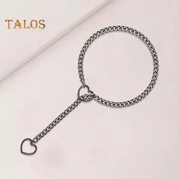 Женское ожерелье в форме сердца, полая цепочка, регулируемая хип-хоп, панк-стиль, нержавеющая сталь, вечерние клубные украшения на шею, ювелирные изделия чёрный