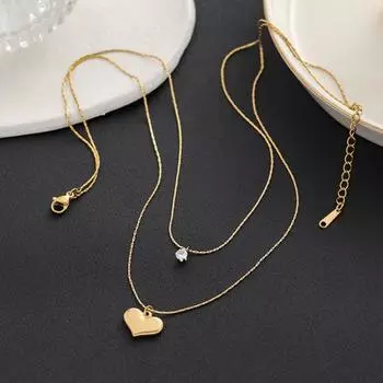 Женское ожерелье в форме сердца с подвеской из блестящих страз, инкрустированные серьги-подвески, не выцветающие свитера, ожерелье, ювелирные изделия в подарок