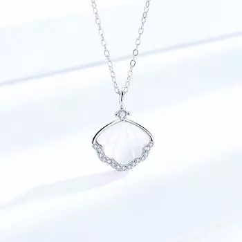 Женское ожерелье в форме веера из стерлингового серебра S925 с ожерельем из ракушек на всю жизнь, модные комплекты цепочек для одеяла