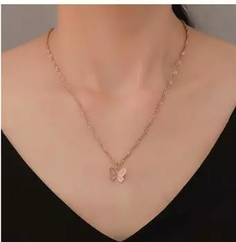 Женское ожерелье в корейском стиле, простое классическое темпераментное элегантное роскошное ювелирное изделие, подарки, цепочка на ключицы с бабочкой золотой