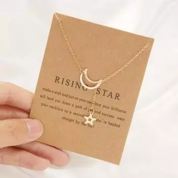 Женское ожерелье в нескольких стилях с имитацией жемчуга из нержавеющей стали в форме луны, цепочка на шею, подарок B