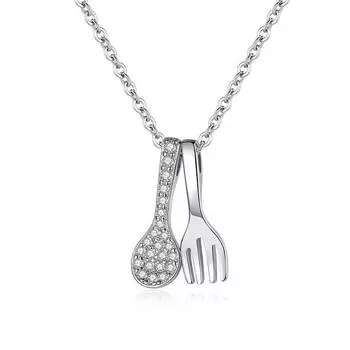 Женское ожерелье в виде ложки и вилки, модная цепочка на ключицу