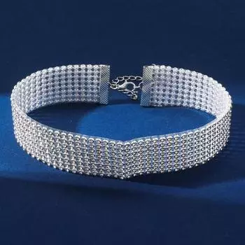 Женское ожерелье-воротник, сверкающее колье со стразами, регулируемая окружность, многослойное, для знаменитостей, выпускного вечера, официального случая, украшения на шею A