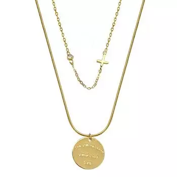 Женское ожерелье, женская золотая монета, крестик, цепочка на ключицу, крутая стильная цепочка на свитер, новый стиль