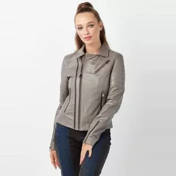 Женское пальто Agata Taupe из натуральной кожи