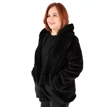 Женское пальто больших размеров Fierte Ynts2012 Фиксированная застежка на капюшон Подкладка с двойным карманом Теплый искусственный мех Фиолетовый Норка Черный Серый