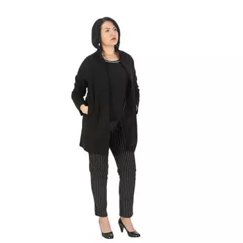 Женское пальто больших размеров Fierte Lm86150 Мужское пальто с воротником и пуговицами Карманы на подкладке из смесовой шерсти Войлок Светлый антрацитовый зеленый Черный