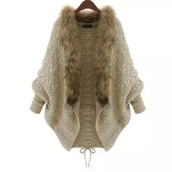 Женское пальто больших размеров с шалью, свитер, женский осенне-зимний свитер с семиминутными рукавами, свободный воротник для волос, вязаный кардиган, куртка, теплая шаль One Size