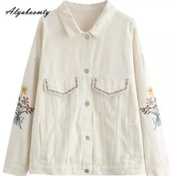 Женское пальто больших размеров в японском консервативном стиле, весенне-осеннее пальто с отложным воротником, абрикосовая свободная куртка с цветочной вышивкой, шикарная верхняя одежда