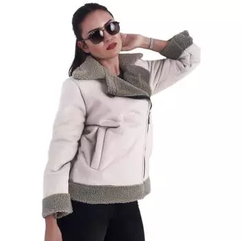 Женское пальто Fierte Qz2991 из нубуковой овчины с застежкой-молнией