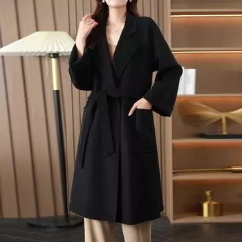 Женское пальто из 100% шерсти, СОВРЕМЕННОЕ НОВОЕ Осеннее шерстяное длинное пальто SAGA, полупальто ручной работы, зимняя теплая шерстяная длинная куртка, пальто S хаки