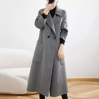 Женское пальто из 100% шерсти, СОВРЕМЕННОЕ НОВОЕ Осеннее шерстяное длинное пальто SAGA, полупальто ручной работы, зимняя теплая шерстяная длинная куртка, пальто S красный