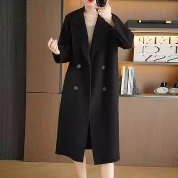 Женское пальто из 100% шерсти, СОВРЕМЕННОЕ НОВОЕ Осеннее шерстяное длинное пальто SAGA, полупальто ручной работы, зимняя теплая шерстяная длинная куртка, пальто S бежевый