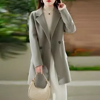 Женское пальто из 100% шерсти, СОВРЕМЕННОЕ НОВОЕ Осеннее шерстяное длинное пальто SAGA, полупальто ручной работы, зимняя теплая шерстяная длинная куртка, пальто S верблюд