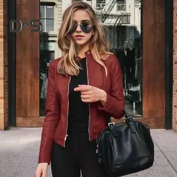 Женское пальто из искусственной кожи с застежкой-молнией, кардиган с гладкой поверхностью, однотонный, с длинными рукавами, приталенная куртка, повседневная верхняя одежда для поездок на работу, учебы и работы 2XL розовый