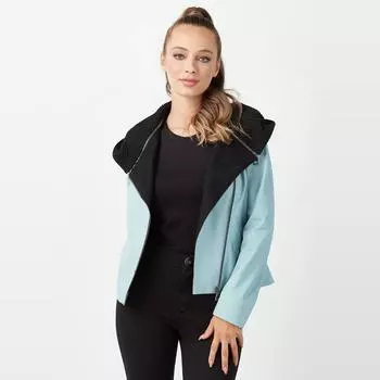 Женское пальто из натуральной кожи с портативным воротником