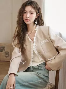 Женское пальто Mishow, новинка 2024 года, модная элегантная темпераментная универсальная пригородная винтажная куртка с высокой талией во французском стиле MXD12W0274 S