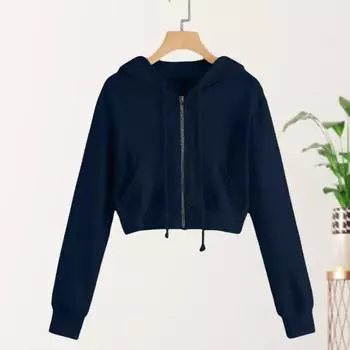 Женское пальто на молнии с капюшоном и длинными рукавами, однотонные толстовки с шнурком M вино красного