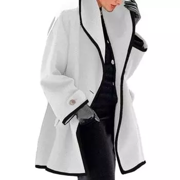 Женское пальто одного цвета, свободное, на одной пуговице, толстое, теплое, с длинными рукавами, свободное шерстяное пальто с капюшоном, женская зимняя верхняя одежда M белый